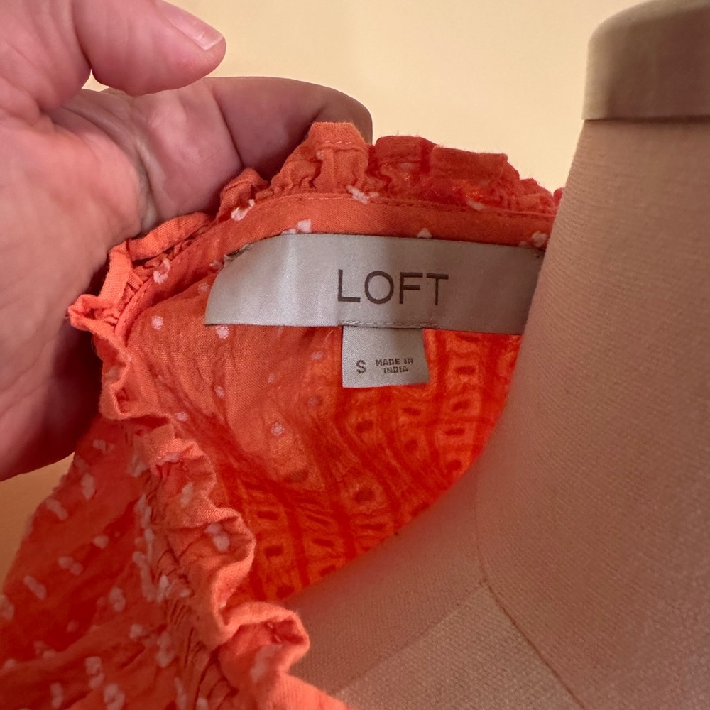 LOFT Orange Patterned Blouse - image 4